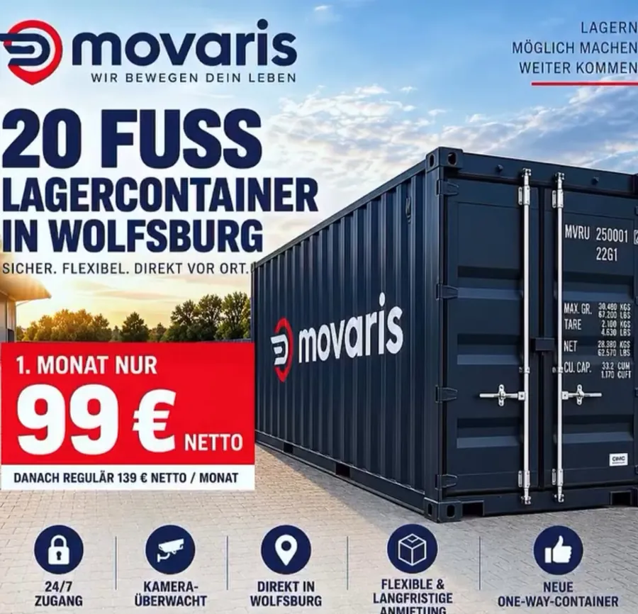 20-Fuß-Lagercontainer von MOVARIS in Wolfsburg
